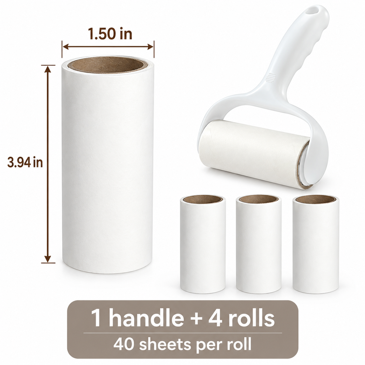 Lint roller roll dimensions in inches and set contents