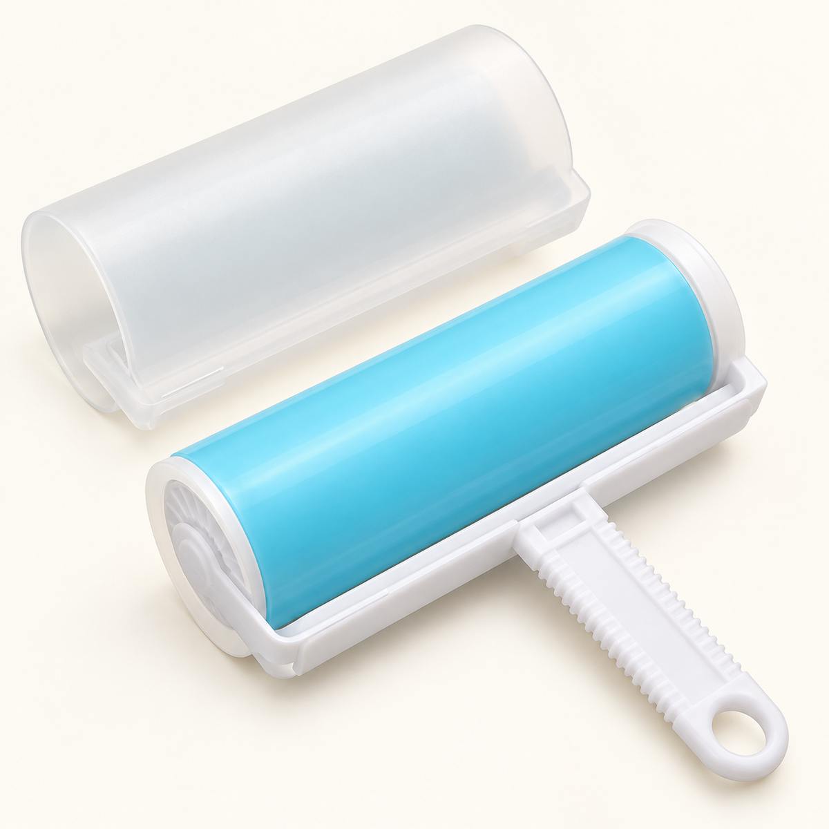 Blue Washable Lint Roller with Cover construction detail