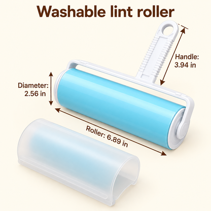 Blue Washable Lint Roller with Cover dimensions in inches