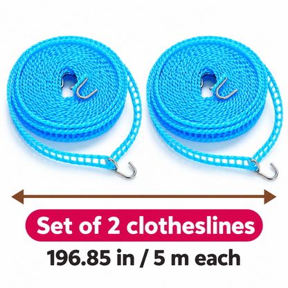Each clothesline length in inches and metres