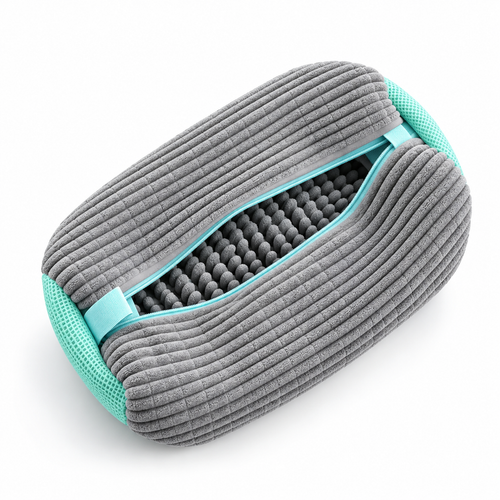 Grey Chenille Shoe Wash Bag on a white background