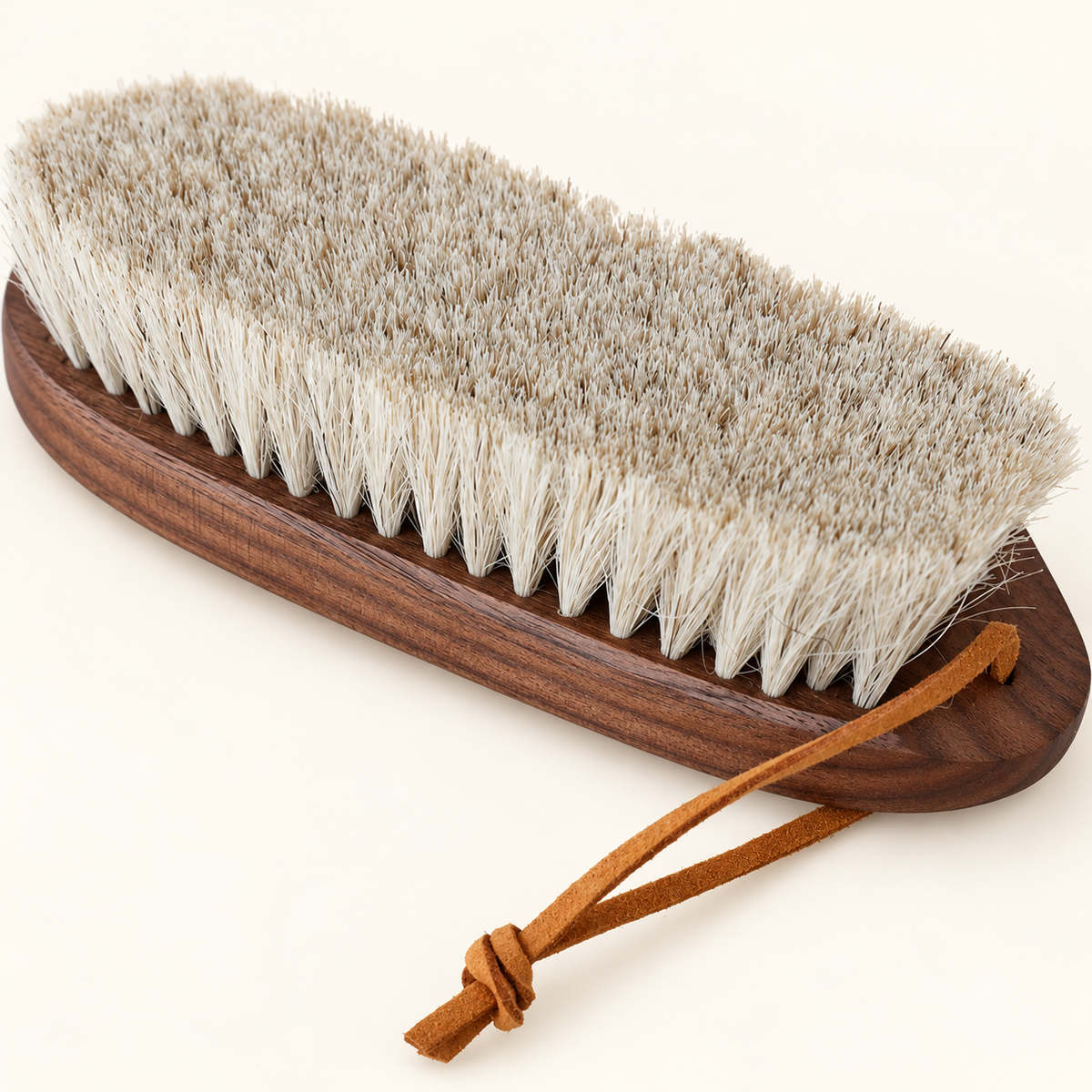 Walnut Wood Horsehair Garment Brush construction detail